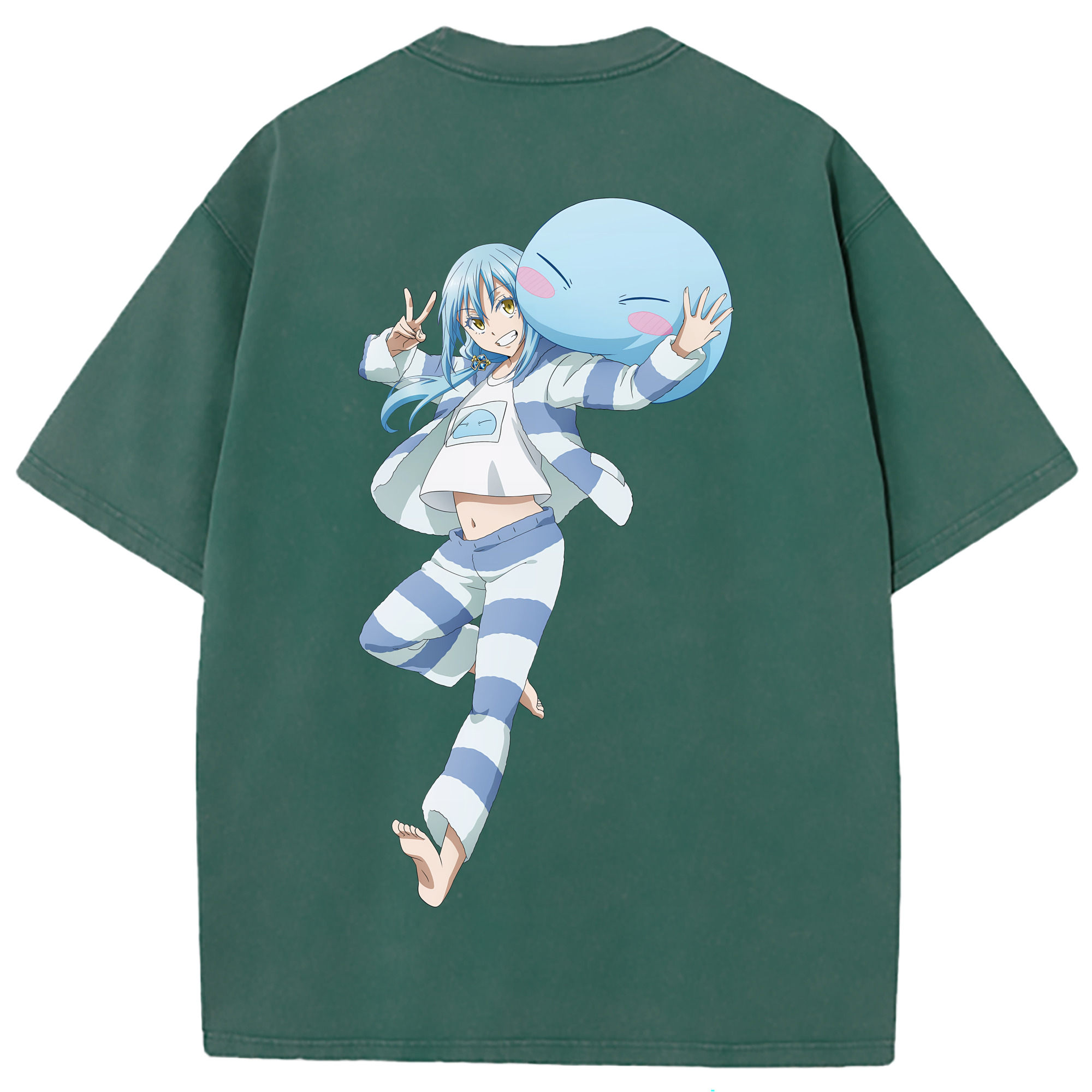 （画像用） 転スラ Regarding Reincarnated to Slime 綿100% ヴィンテージ風 半袖Tシャツ（背面プリント）